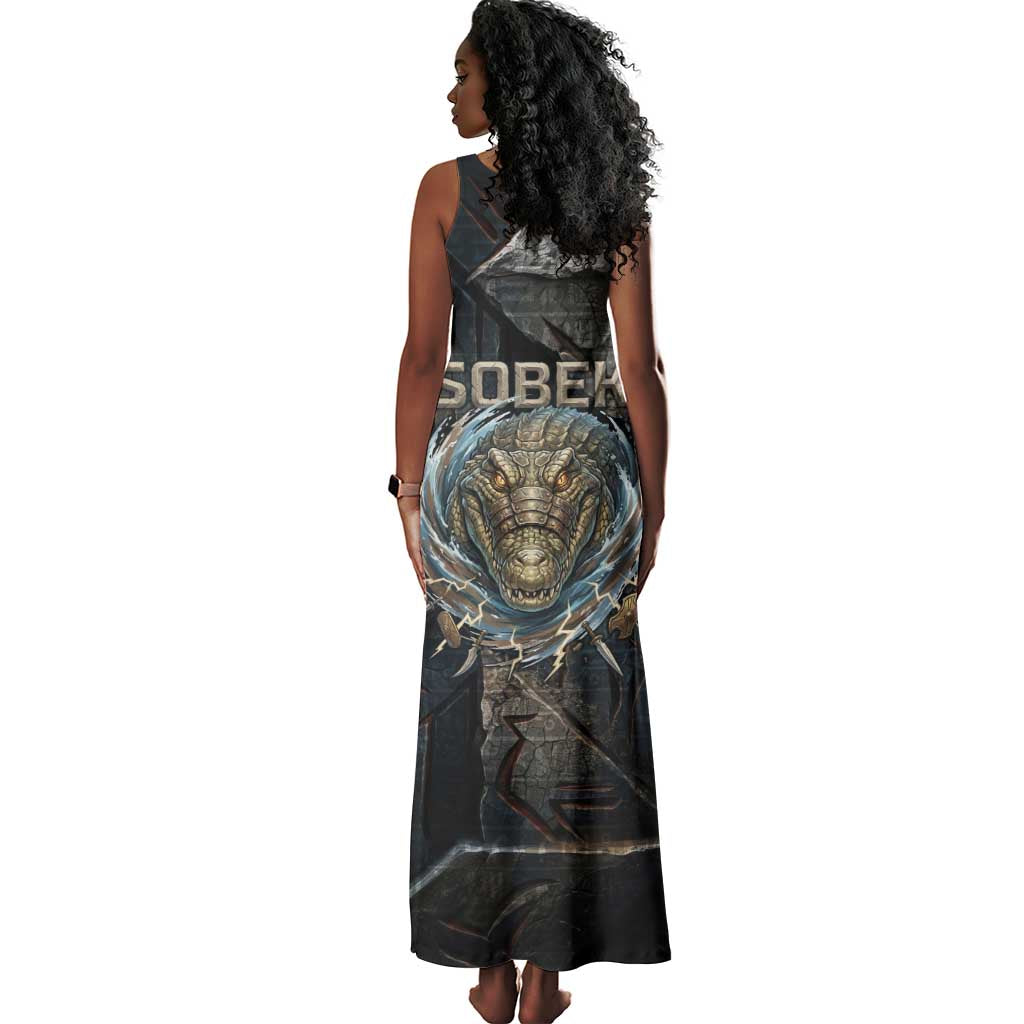 Sobek Egypt Tank Maxi Dress with Crocodile Head Water Symbolism Ancient Guardian