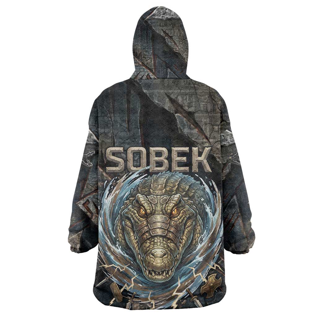 Sobek Egypt Wearable Blanket Hoodie with Crocodile Head Water Symbolism Ancient Guardian
