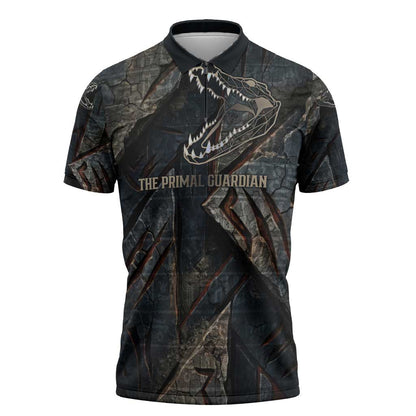 Sobek Egypt Zipper Polo Shirt with Crocodile Head Water Symbolism Ancient Guardian