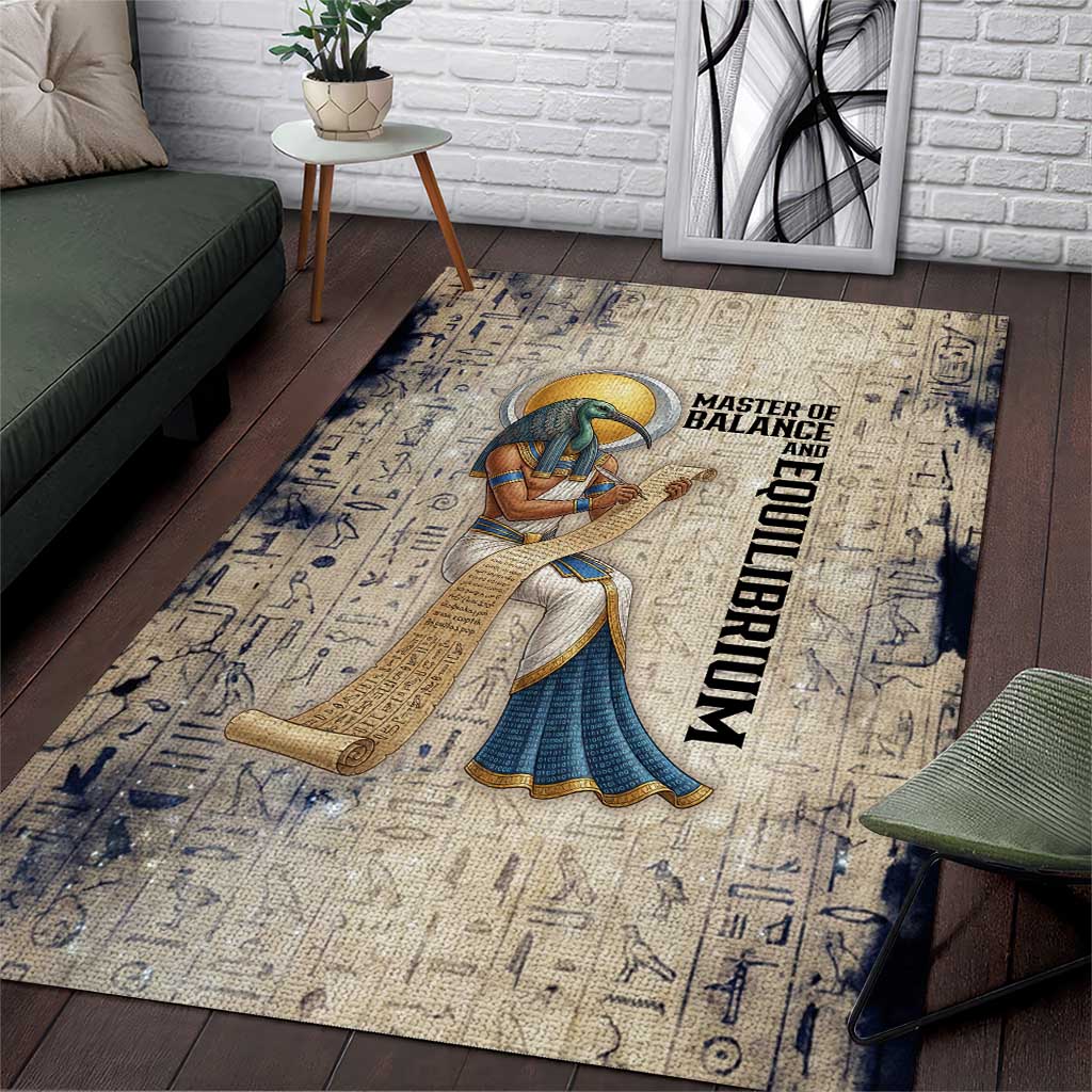 Thoth Area Rug Ibis Head and Ancient Scroll Egyptian Wisdom
