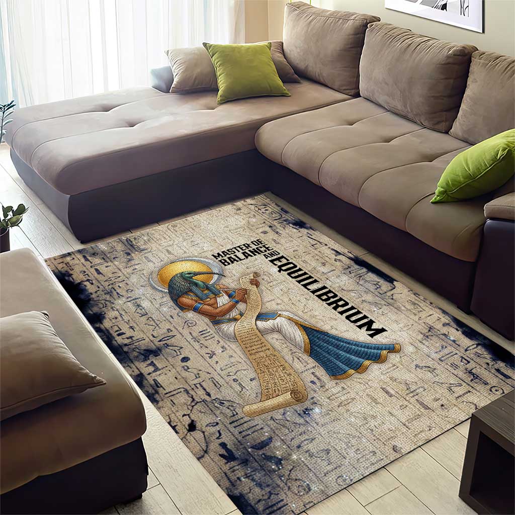 Thoth Area Rug Ibis Head and Ancient Scroll Egyptian Wisdom
