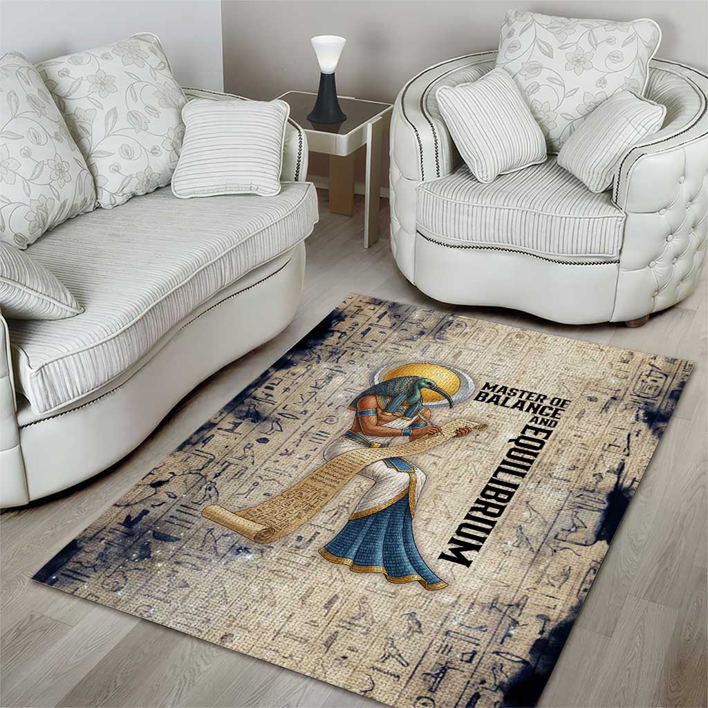 Thoth Area Rug Ibis Head and Ancient Scroll Egyptian Wisdom