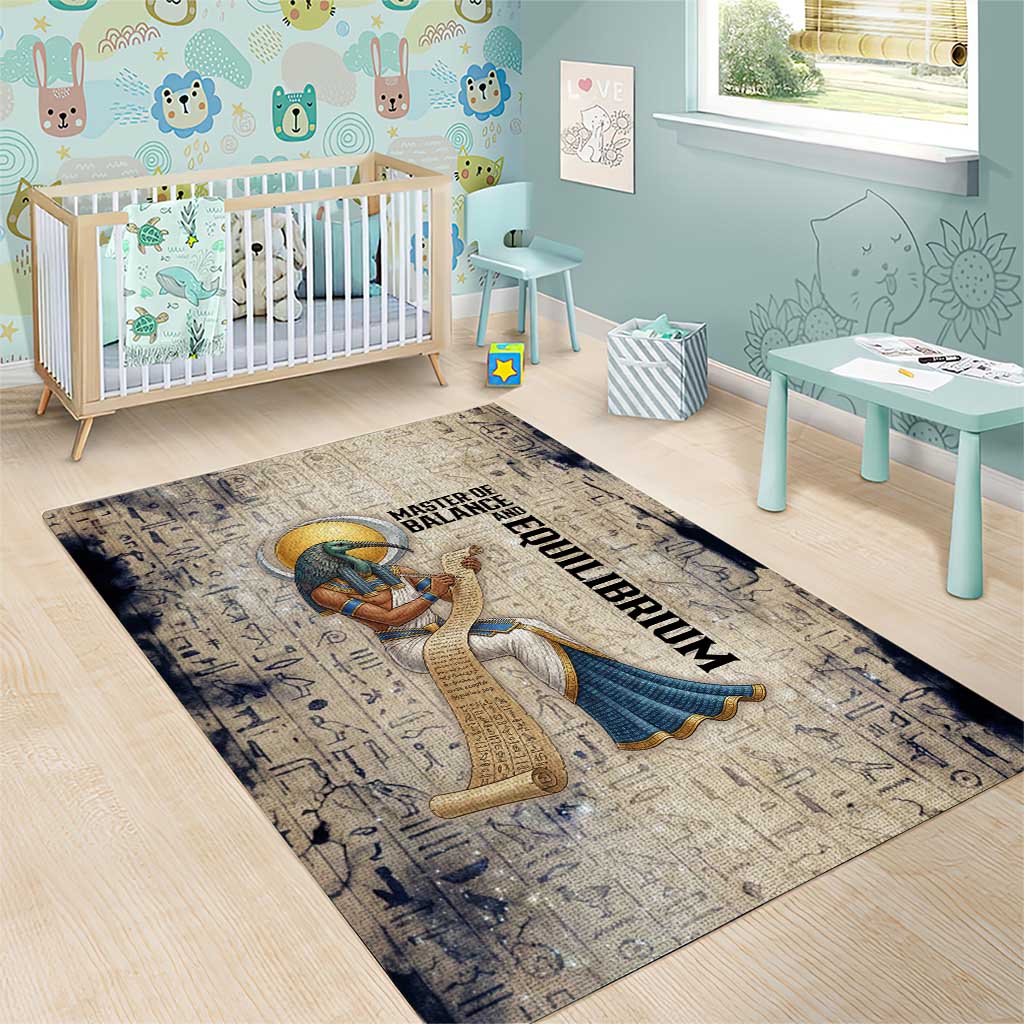 Thoth Area Rug Ibis Head and Ancient Scroll Egyptian Wisdom