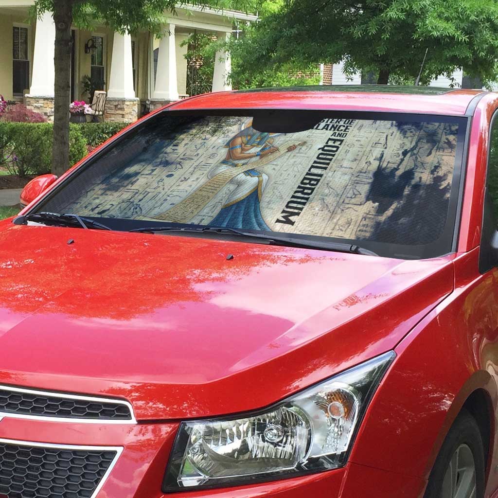 Thoth Auto Sun Shade Ibis Head and Ancient Scroll Egyptian Wisdom