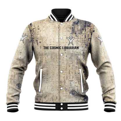 Thoth Baseball Jacket Ibis Head and Ancient Scroll Egyptian Wisdom