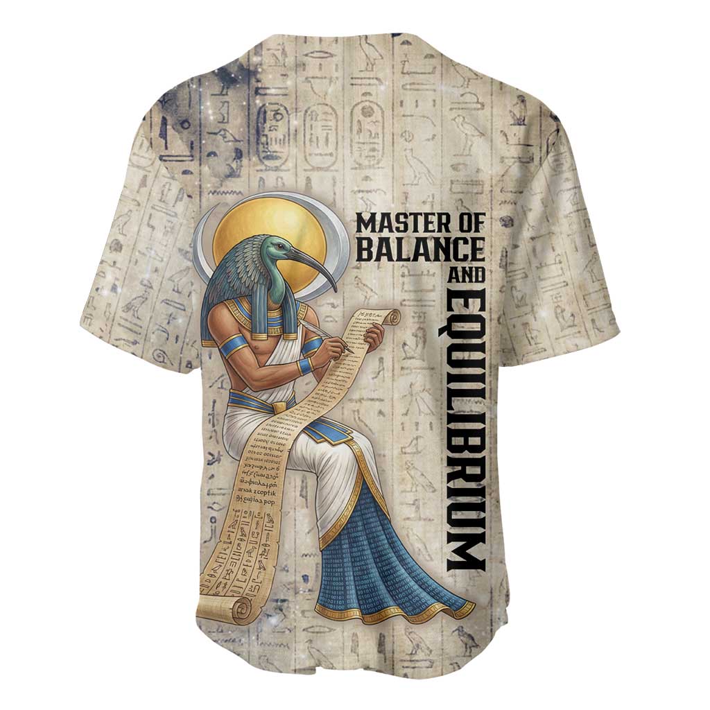 Thoth Baseball Jersey Ibis Head and Ancient Scroll Egyptian Wisdom