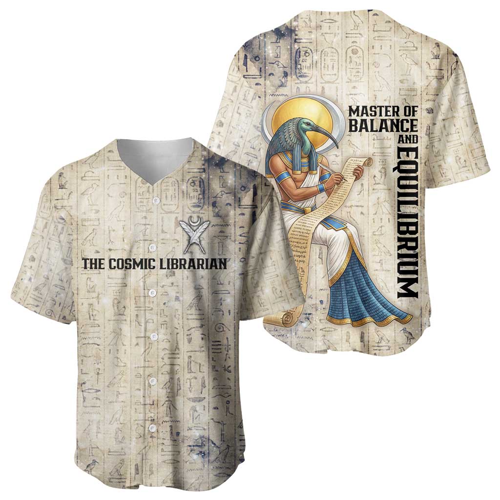 Thoth Baseball Jersey Ibis Head and Ancient Scroll Egyptian Wisdom