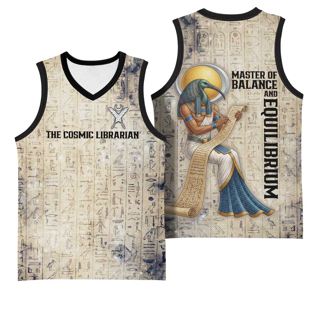 Thoth Basketball Jersey Ibis Head and Ancient Scroll Egyptian Wisdom
