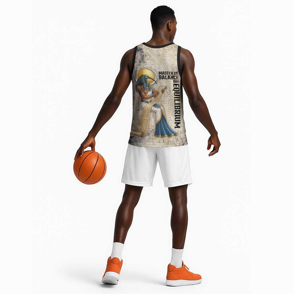 Thoth Basketball Jersey Ibis Head and Ancient Scroll Egyptian Wisdom