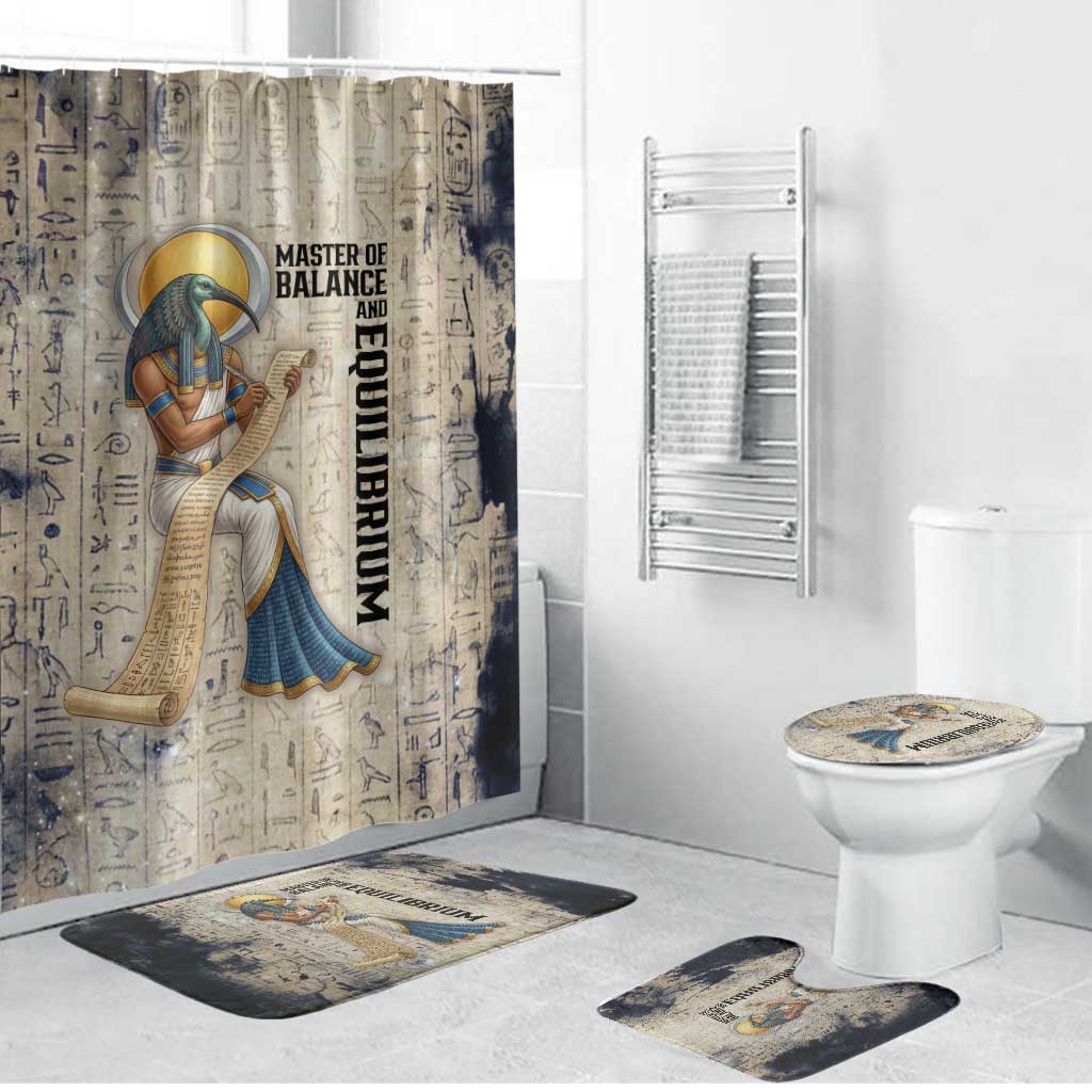 Thoth Bathroom Set Ibis Head and Ancient Scroll Egyptian Wisdom