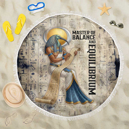 Thoth Beach Blanket Ibis Head and Ancient Scroll Egyptian Wisdom