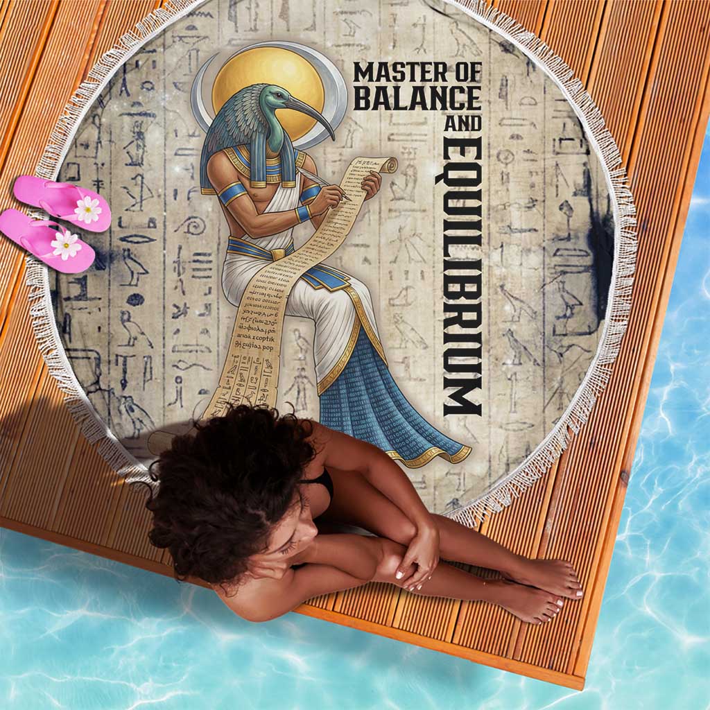Thoth Beach Blanket Ibis Head and Ancient Scroll Egyptian Wisdom