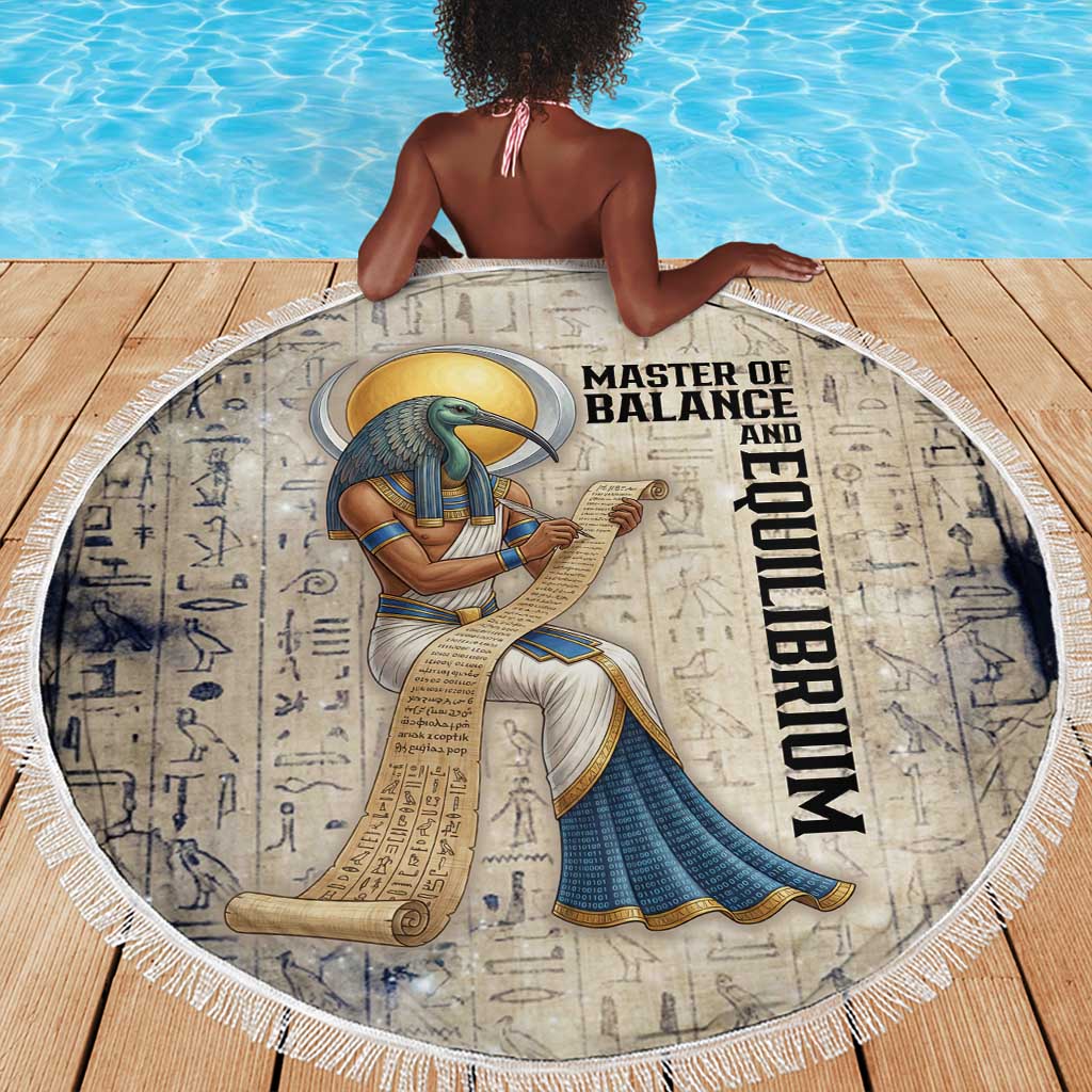 Thoth Beach Blanket Ibis Head and Ancient Scroll Egyptian Wisdom