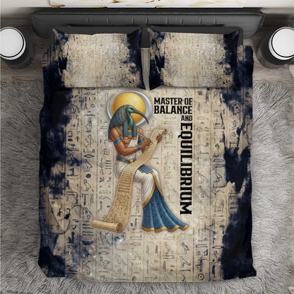 Thoth Bedding Set Ibis Head and Ancient Scroll Egyptian Wisdom