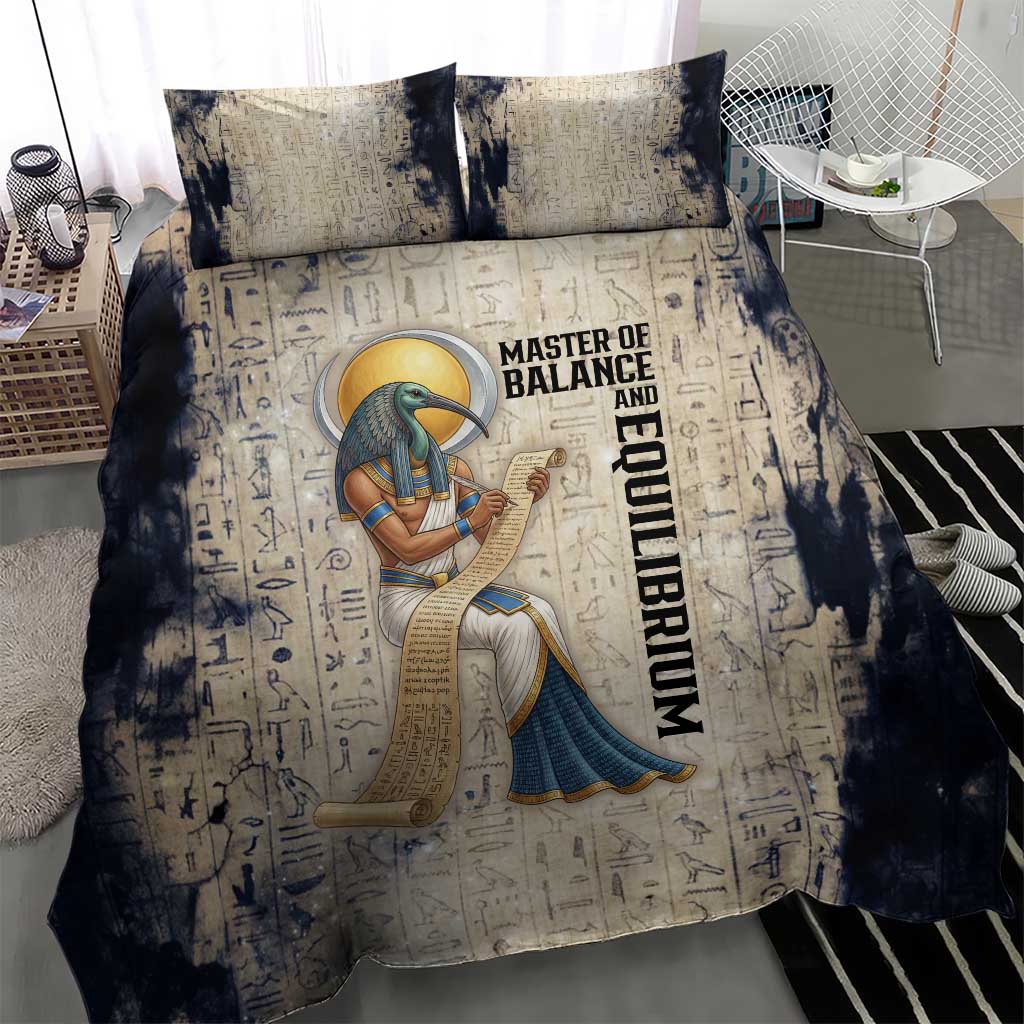 Thoth Bedding Set Ibis Head and Ancient Scroll Egyptian Wisdom