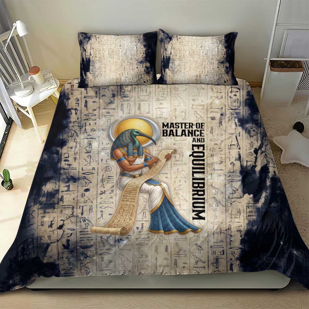 Thoth Bedding Set Ibis Head and Ancient Scroll Egyptian Wisdom
