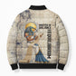 Thoth Bomber Puffer Jacket Ibis Head and Ancient Scroll Egyptian Wisdom