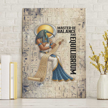 Thoth Canvas Wall Art Ibis Head and Ancient Scroll Egyptian Wisdom