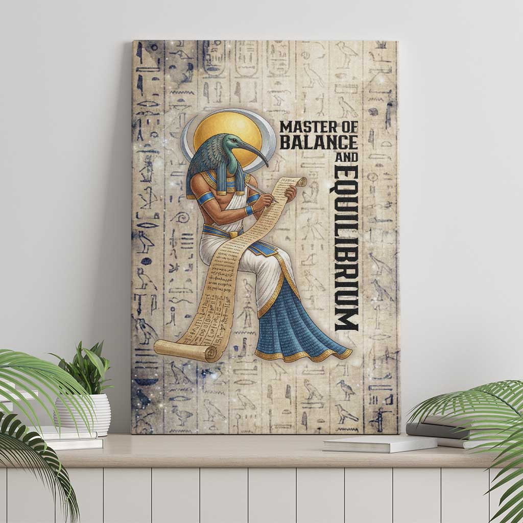Thoth Canvas Wall Art Ibis Head and Ancient Scroll Egyptian Wisdom