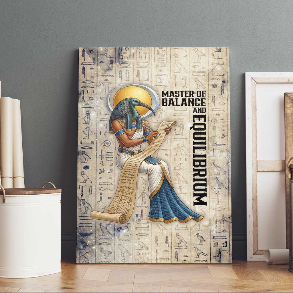 Thoth Canvas Wall Art Ibis Head and Ancient Scroll Egyptian Wisdom