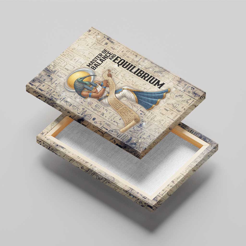 Thoth Canvas Wall Art Ibis Head and Ancient Scroll Egyptian Wisdom