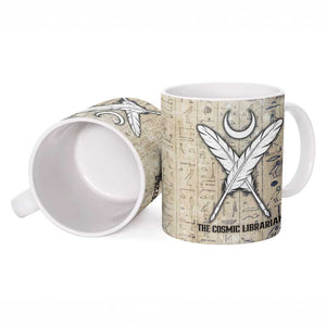 Thoth Ceramic Mug Ibis Head and Ancient Scroll Egyptian Wisdom