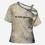 Thoth Cross Shoulder Shirt Ibis Head and Ancient Scroll Egyptian Wisdom
