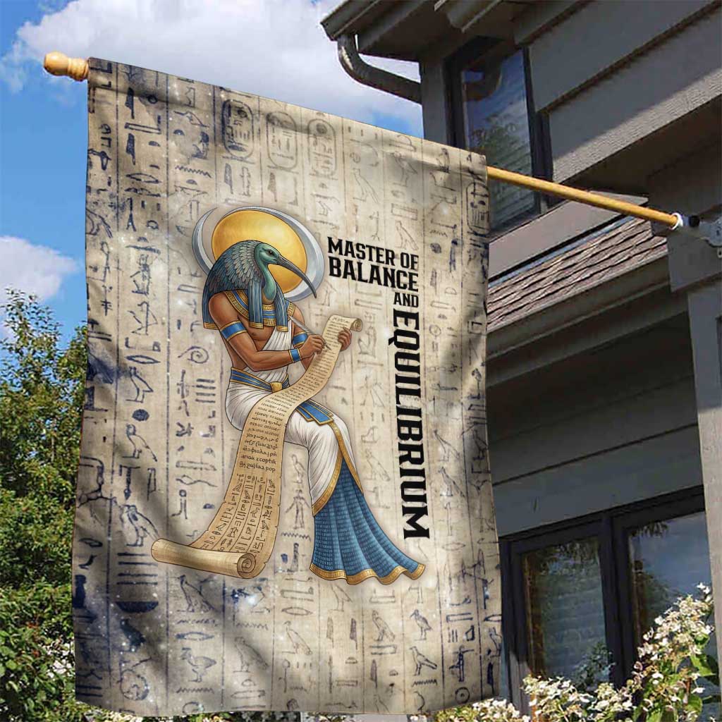 Thoth Garden Flag Ibis Head and Ancient Scroll Egyptian Wisdom