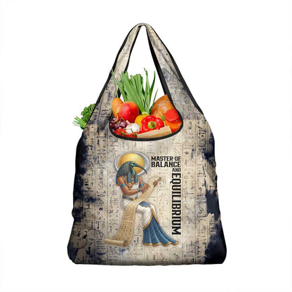 Thoth Grocery Bag Ibis Head and Ancient Scroll Egyptian Wisdom