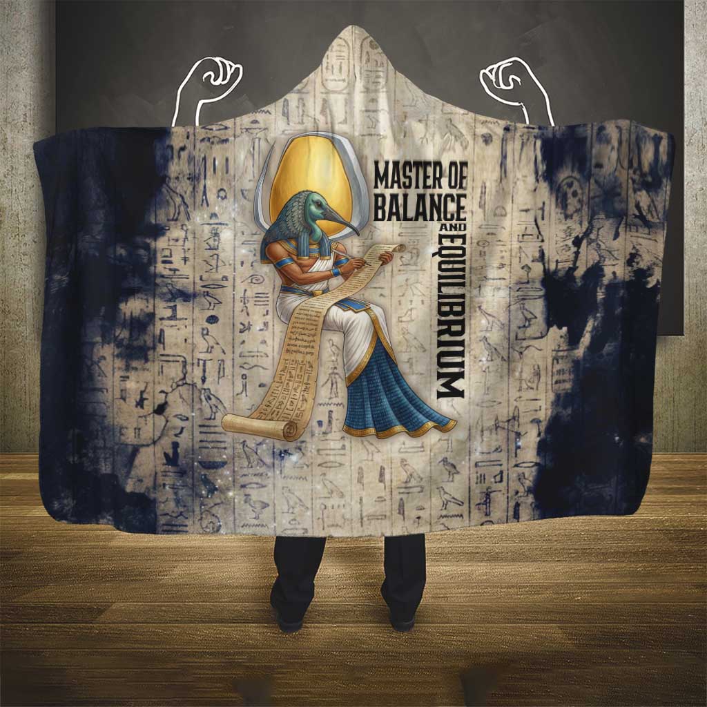 Thoth Hooded Blanket Ibis Head and Ancient Scroll Egyptian Wisdom