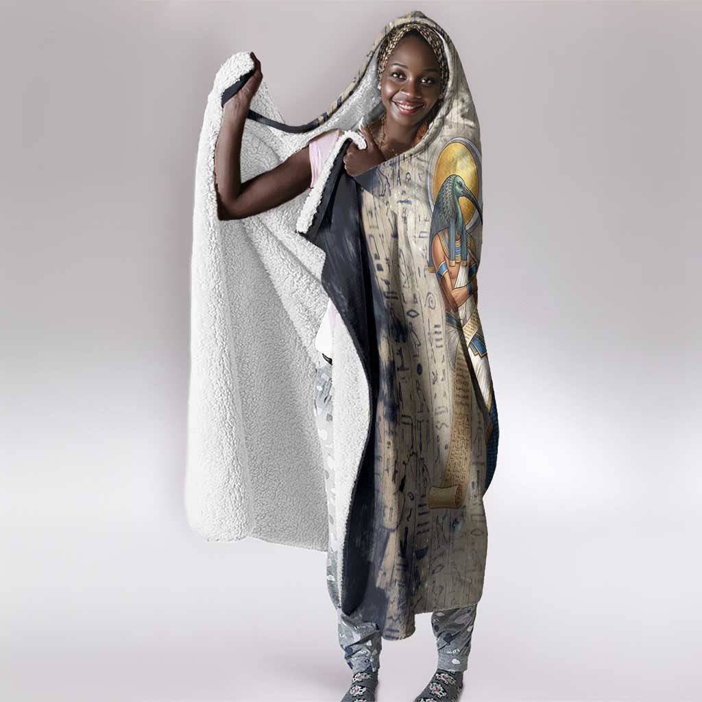 Thoth Hooded Blanket Ibis Head and Ancient Scroll Egyptian Wisdom