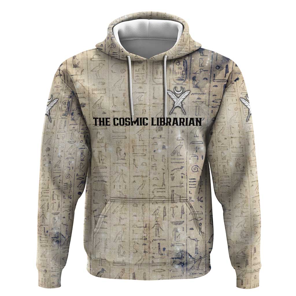 Thoth Hoodie Ibis Head and Ancient Scroll Egyptian Wisdom