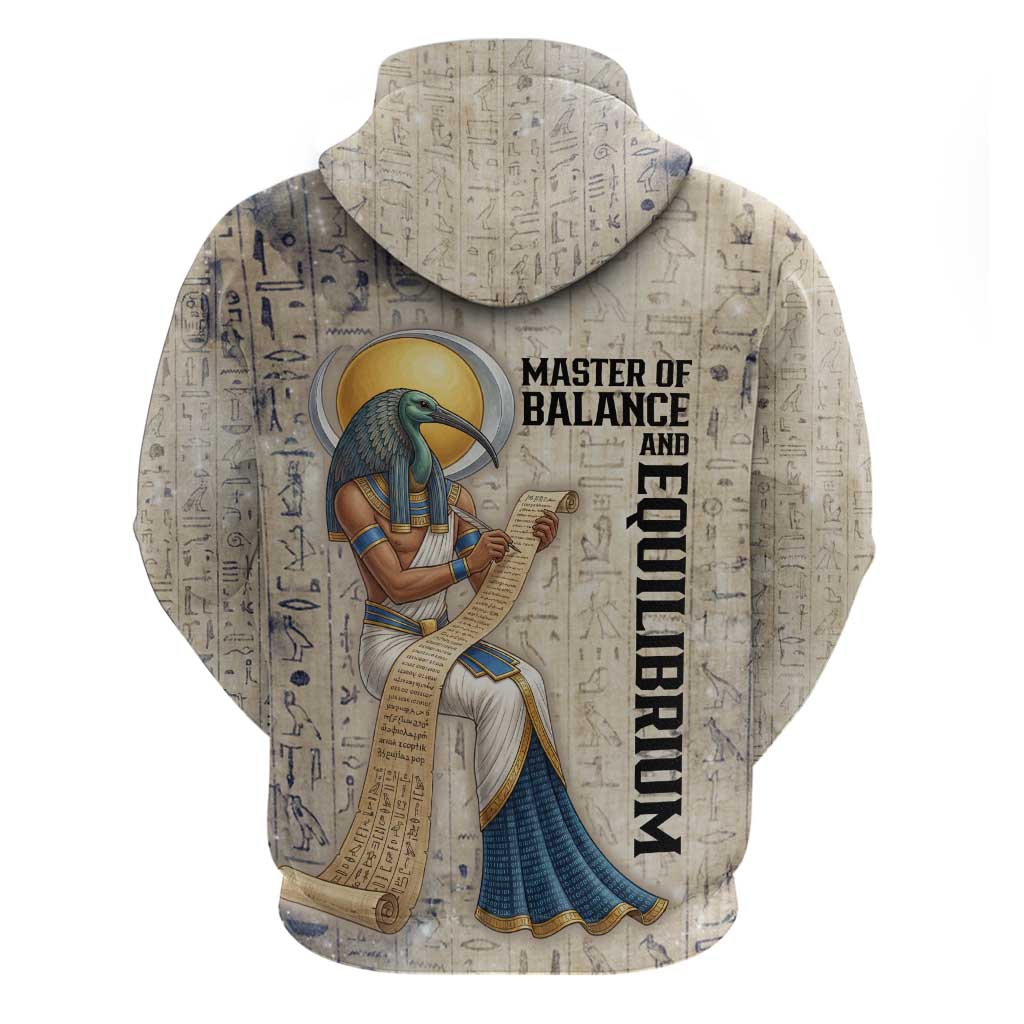 Thoth Hoodie Ibis Head and Ancient Scroll Egyptian Wisdom