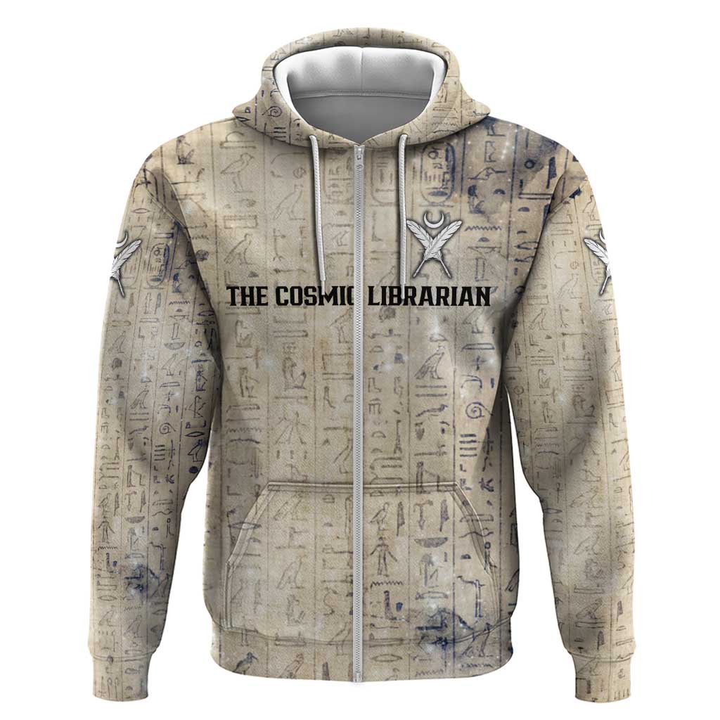 Thoth Hoodie Ibis Head and Ancient Scroll Egyptian Wisdom