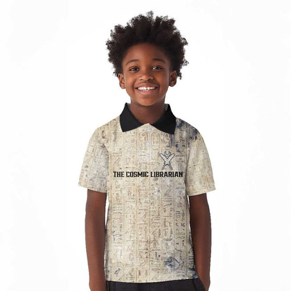 Thoth Kid Polo Shirt Ibis Head and Ancient Scroll Egyptian Wisdom