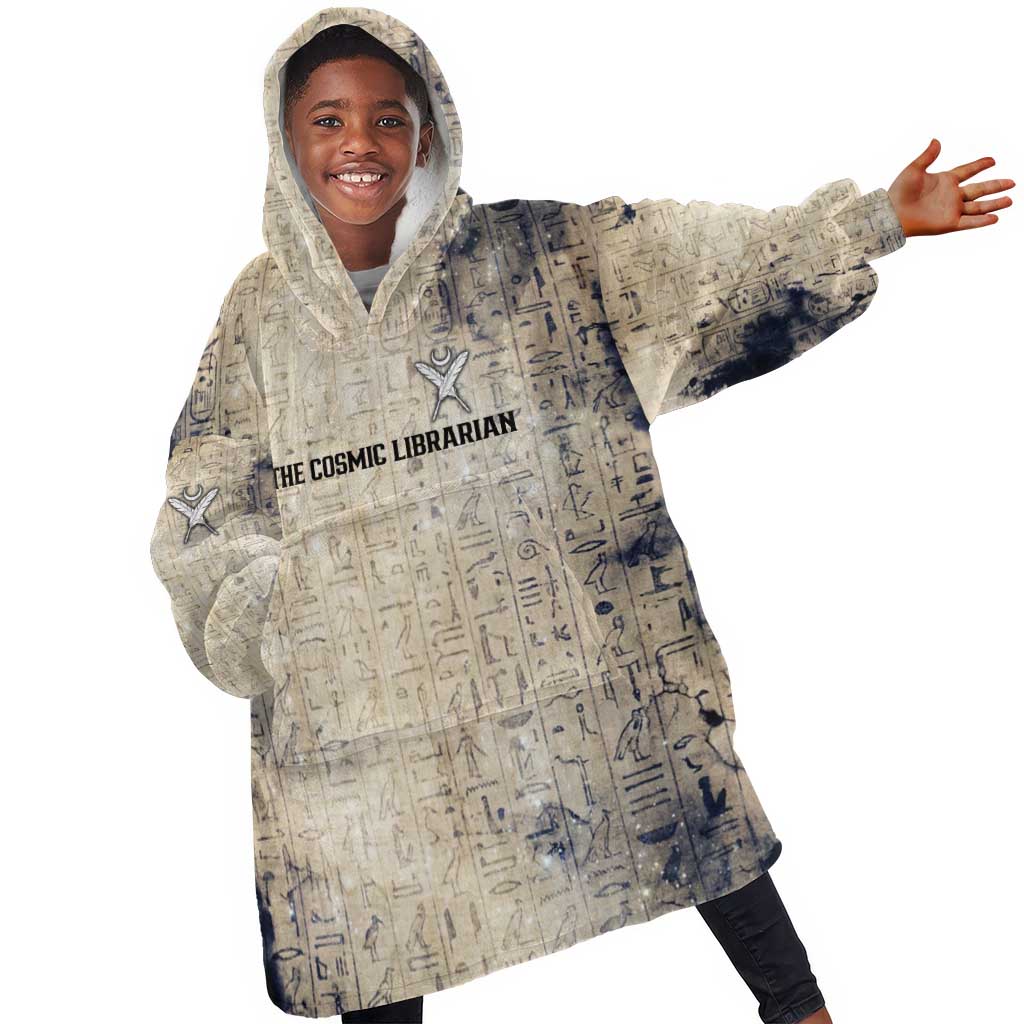 Thoth Kid Wearable Blanket Hoodie Ibis Head and Ancient Scroll Egyptian Wisdom