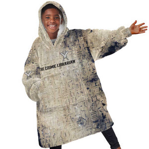 Thoth Kid Wearable Blanket Hoodie Ibis Head and Ancient Scroll Egyptian Wisdom