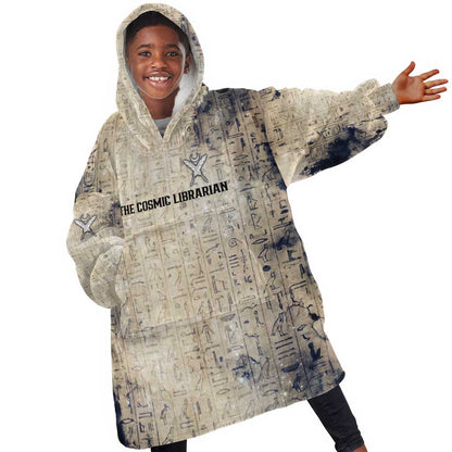 Thoth Kid Wearable Blanket Hoodie Ibis Head and Ancient Scroll Egyptian Wisdom