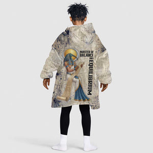 Thoth Kid Wearable Blanket Hoodie Ibis Head and Ancient Scroll Egyptian Wisdom