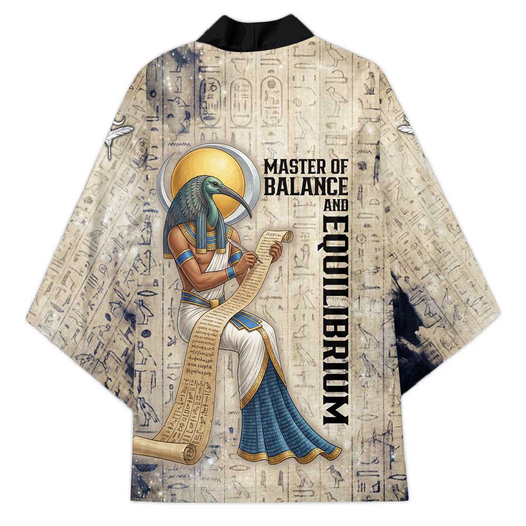 Thoth Kimono Ibis Head and Ancient Scroll Egyptian Wisdom