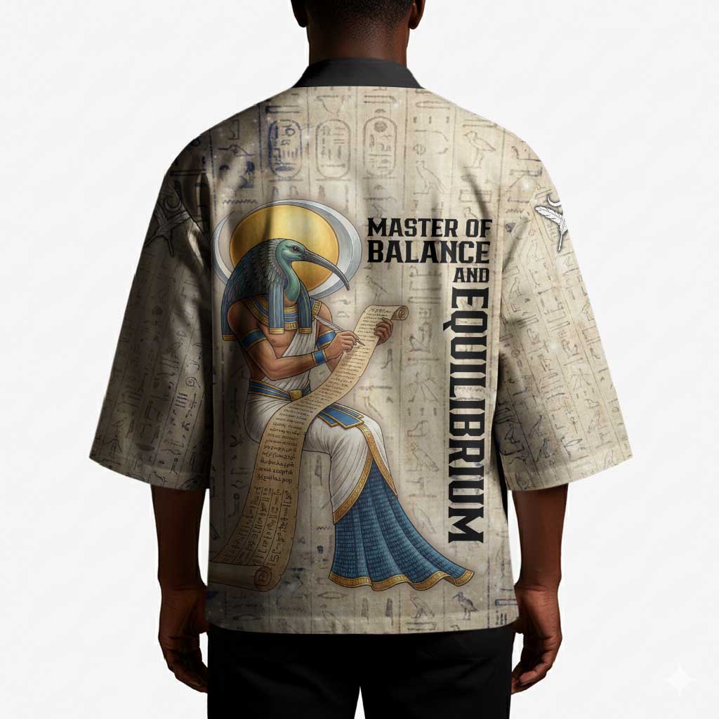Thoth Kimono Ibis Head and Ancient Scroll Egyptian Wisdom