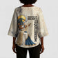 Thoth Kimono Sleeve Blouse Ibis Head and Ancient Scroll Egyptian Wisdom