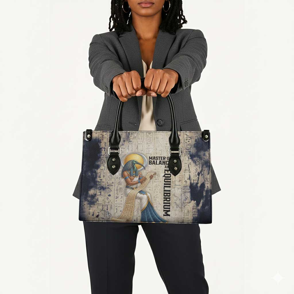 Thoth Leather Bag Ibis Head and Ancient Scroll Egyptian Wisdom