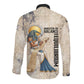 Thoth Long Sleeve Button Shirt Ibis Head and Ancient Scroll Egyptian Wisdom