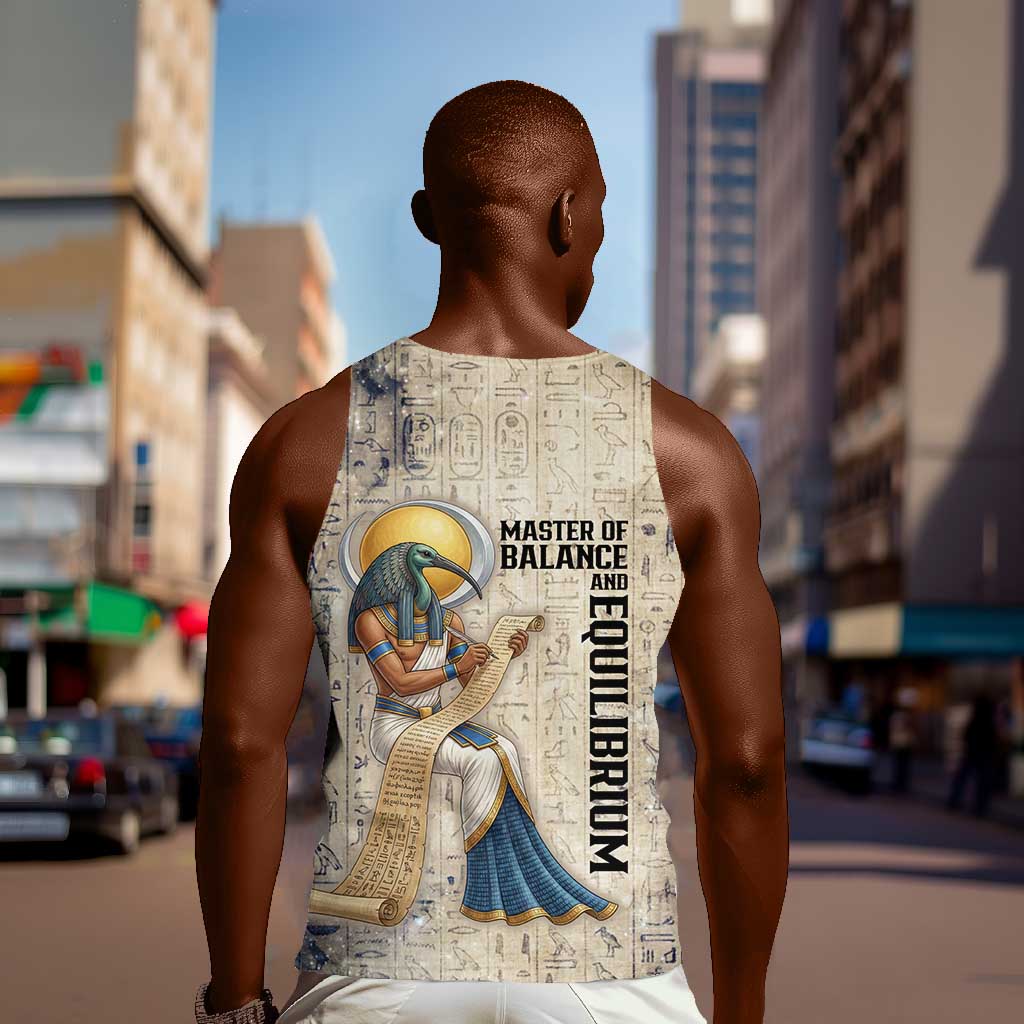 Thoth Men Tank Top Ibis Head and Ancient Scroll Egyptian Wisdom
