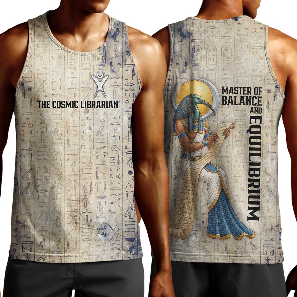 Thoth Men Tank Top Ibis Head and Ancient Scroll Egyptian Wisdom