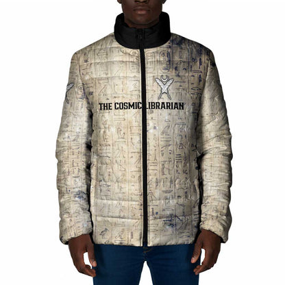 Thoth Padded Jacket Ibis Head and Ancient Scroll Egyptian Wisdom