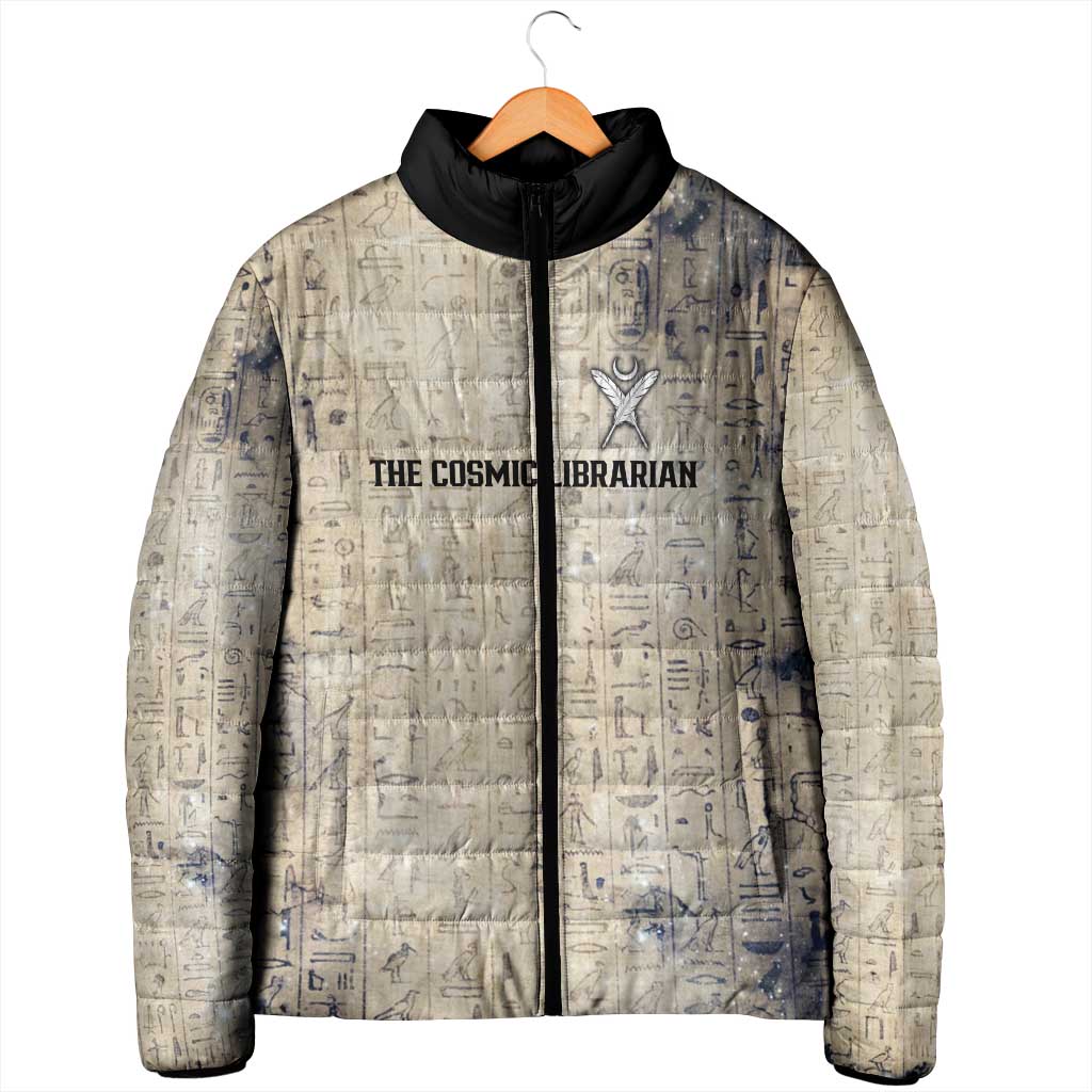 Thoth Padded Jacket Ibis Head and Ancient Scroll Egyptian Wisdom