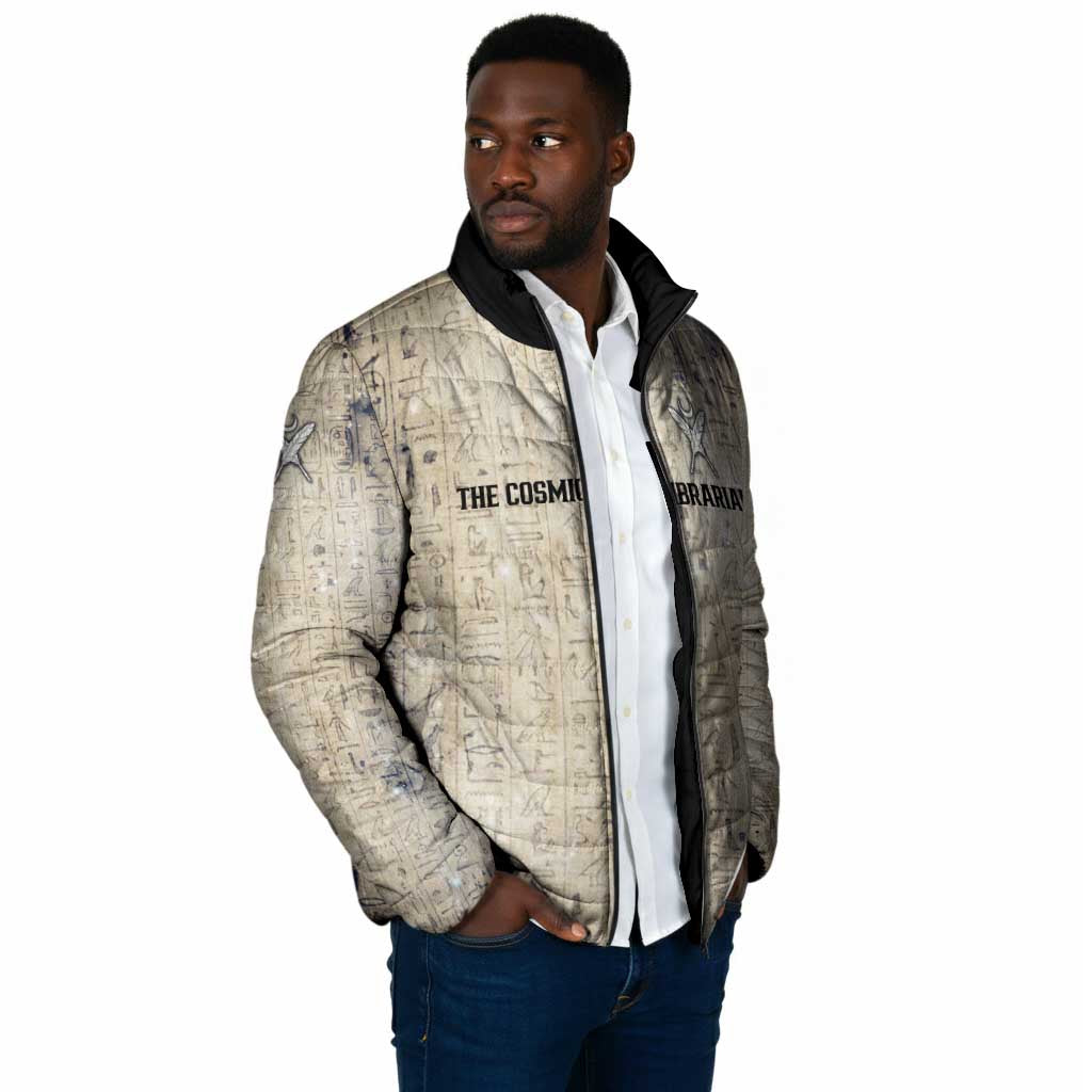 Thoth Padded Jacket Ibis Head and Ancient Scroll Egyptian Wisdom