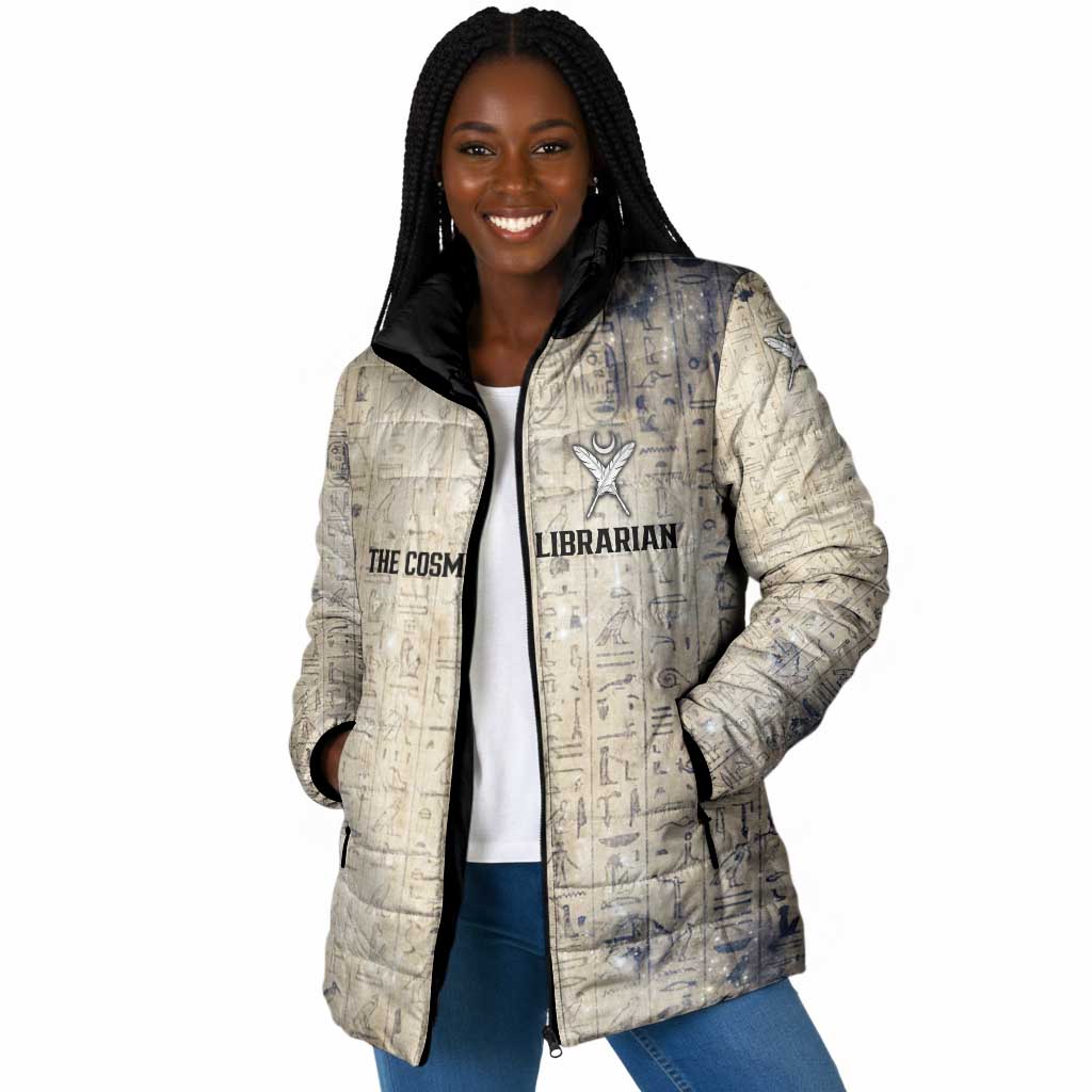 Thoth Padded Jacket Ibis Head and Ancient Scroll Egyptian Wisdom